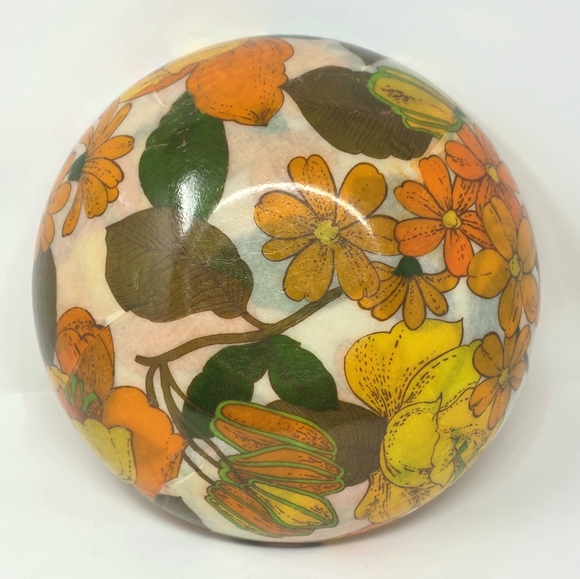 Vintage MCM Flower Power Fiberglass Salad Serving Bowl Rare Retro Floral Deco - Picture 3 of 7